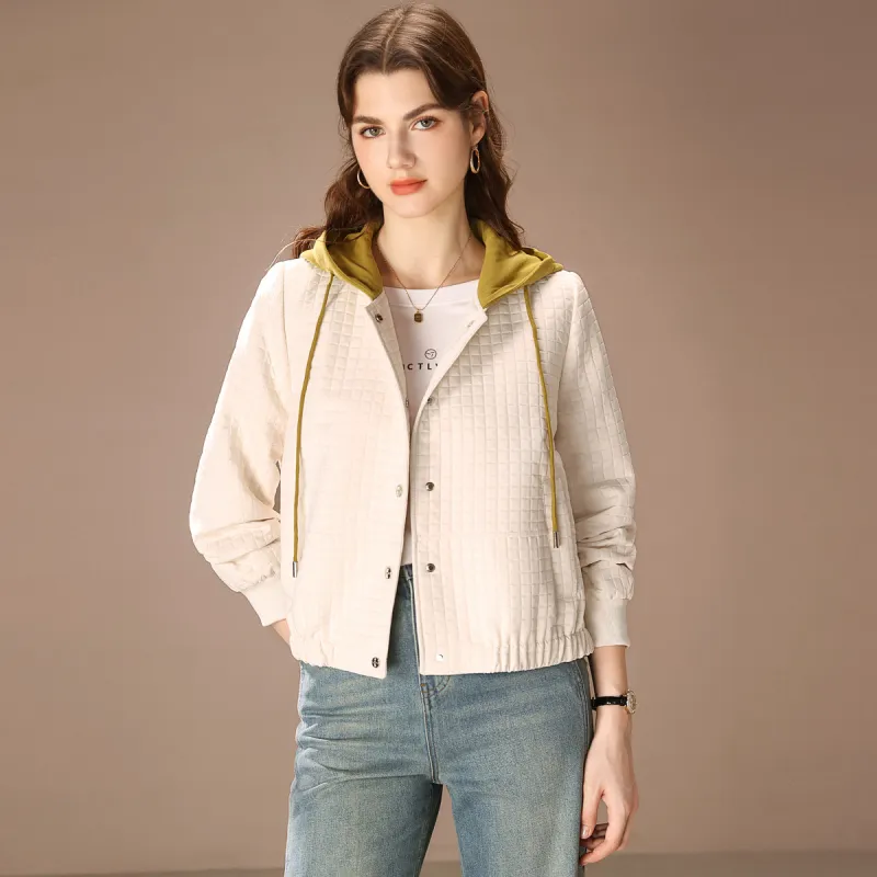 FENHONGMALI Jackets Coats Women's Ecru-1