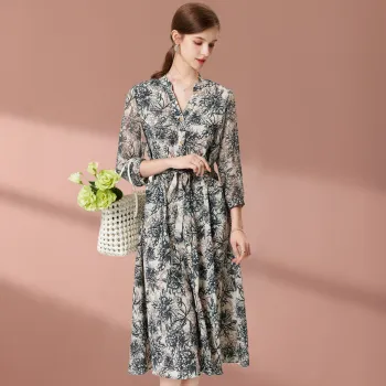 FENHONGMALI Long-Sleeved Dresses Women's Gray