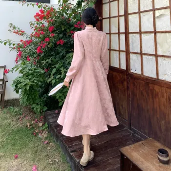 GULIANFEI Long Sleeved Dresses Women's Pink
