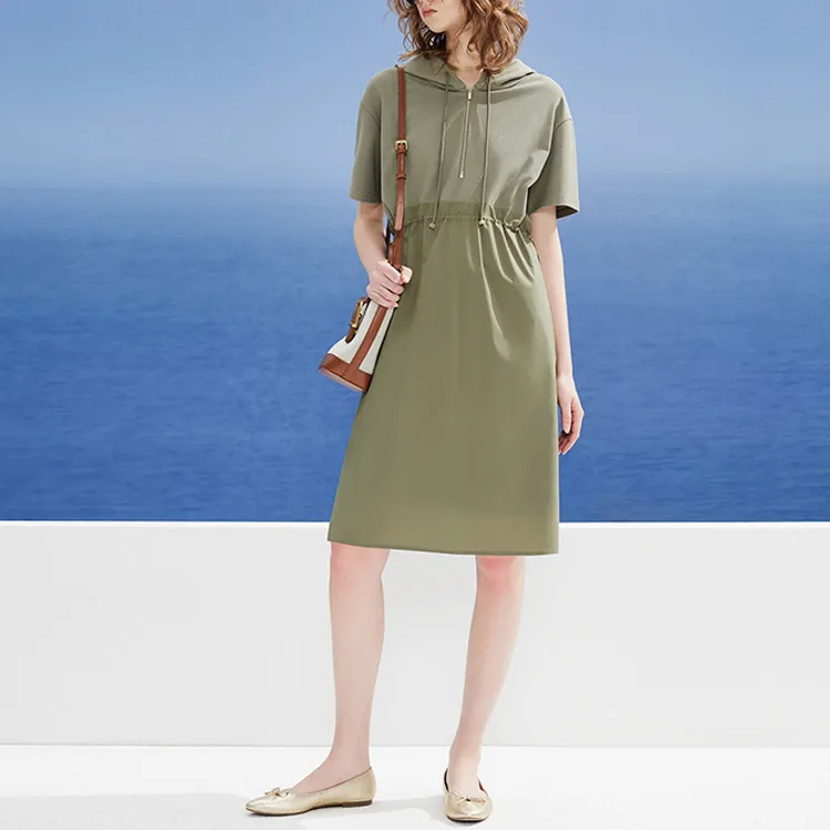 DKNY SS24 Short Sleeved Dress Women's Green-3