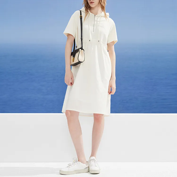 DKNY SS24 Short Sleeved Dress Women's White-1