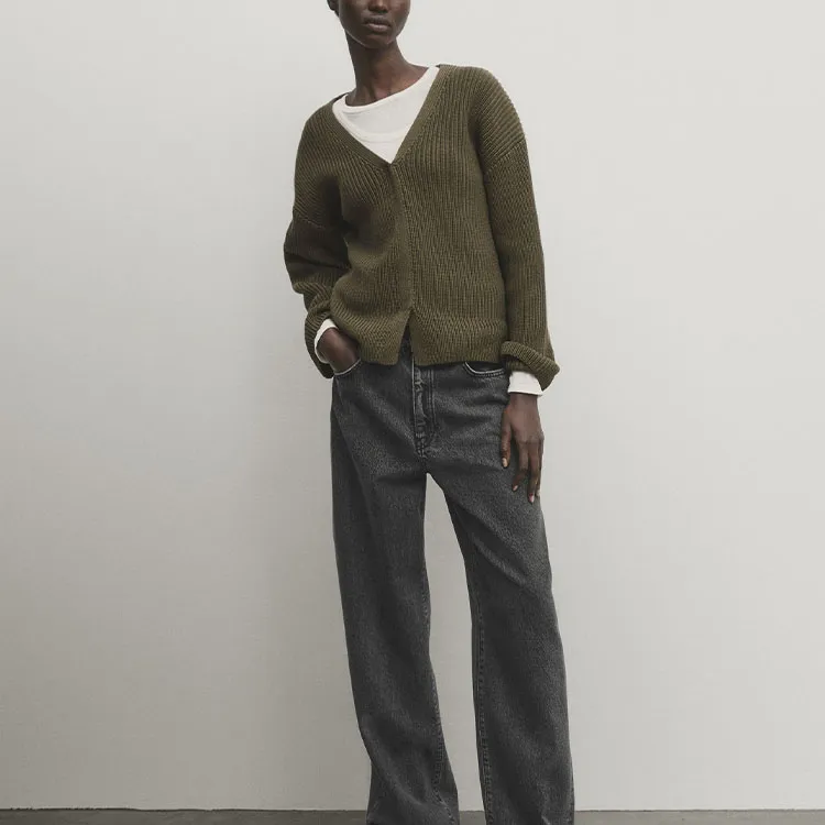 Massimo Dutti Knitwear Women's Khaki Green-2