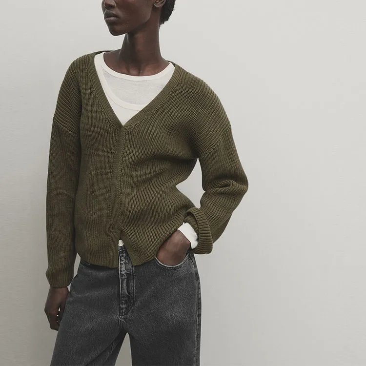 Massimo Dutti Knitwear Women's Khaki Green-4