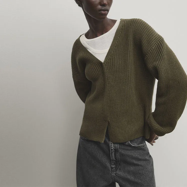 Massimo Dutti Knitwear Women's Khaki Green-3
