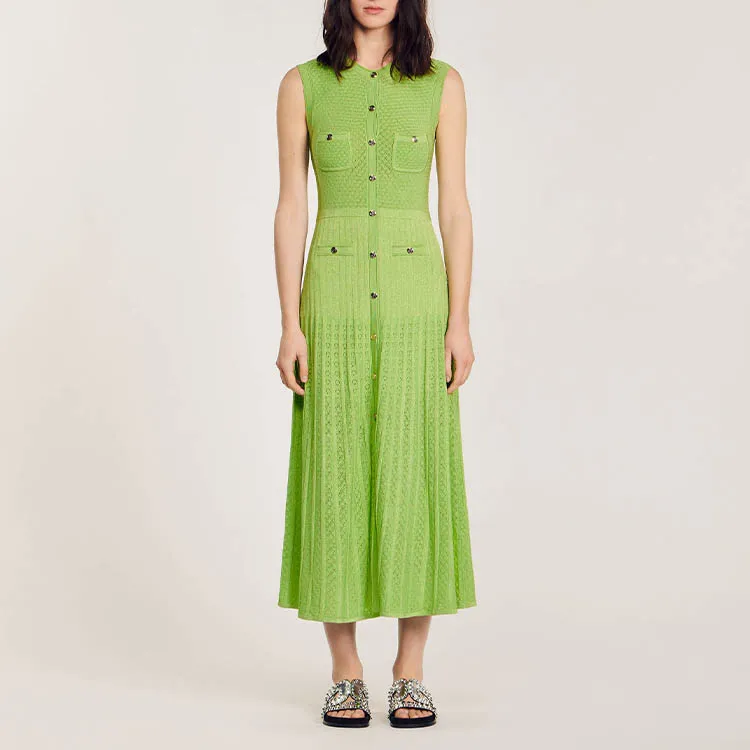 Sandro Sleeveless Dress Women's Green-3