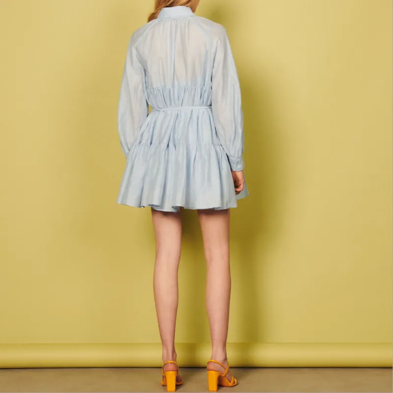 Sandro Long Sleeved Dress Women's Blue-2