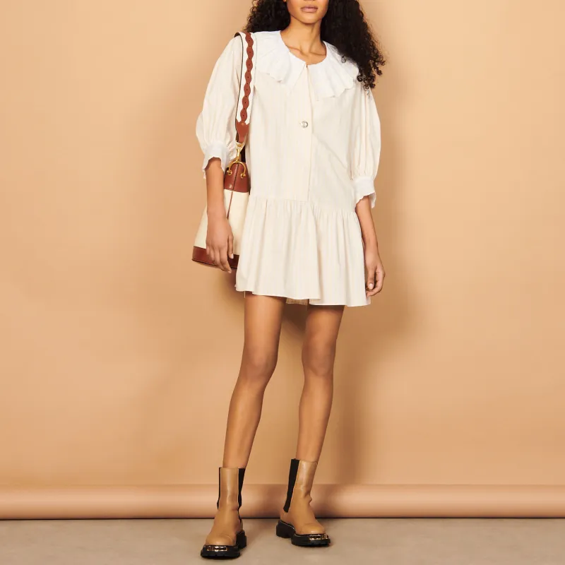 Sandro Short Sleeved Dress Women's White-1