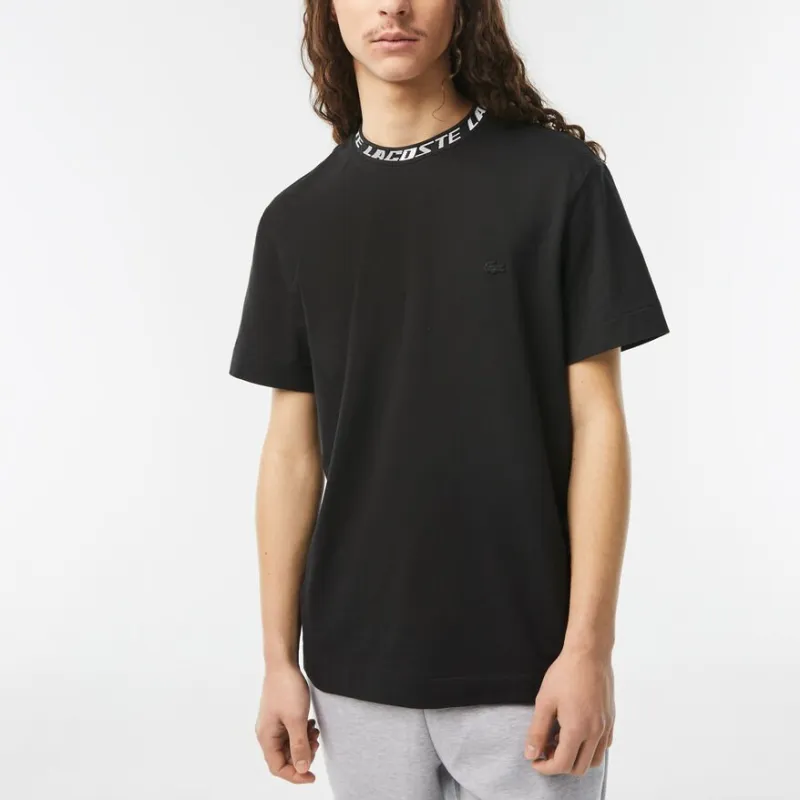 LACOSTE Logo-jacquard Neckline Piqué T-shirt-1