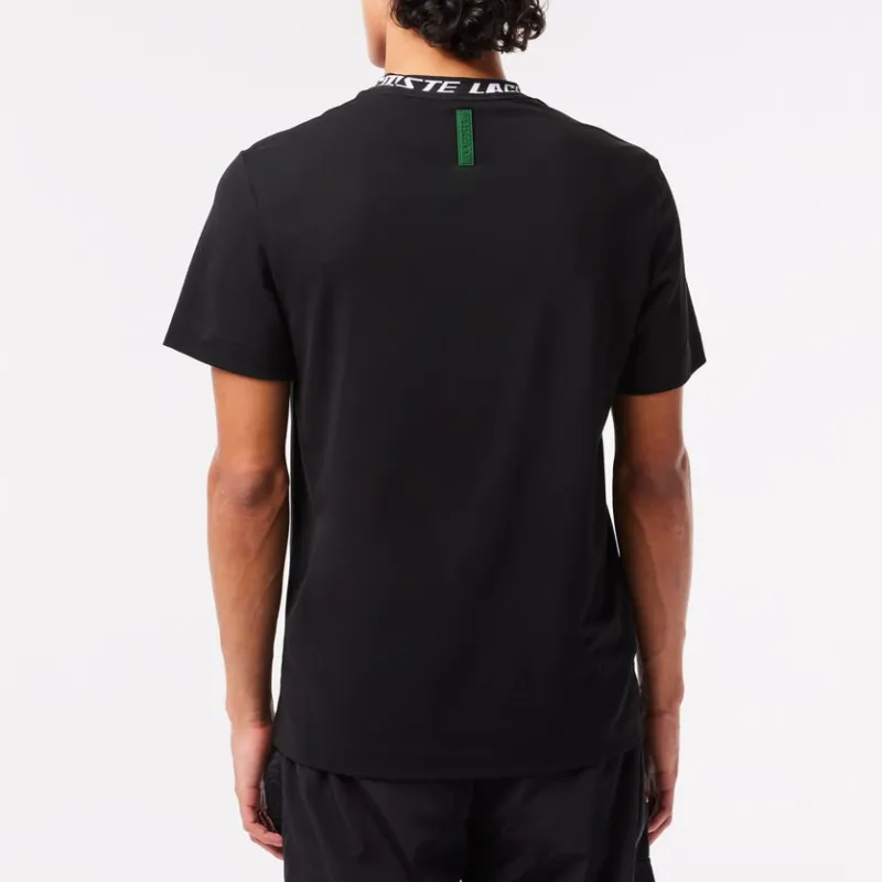 LACOSTE Logo-jacquard Neckline Piqué T-shirt-2