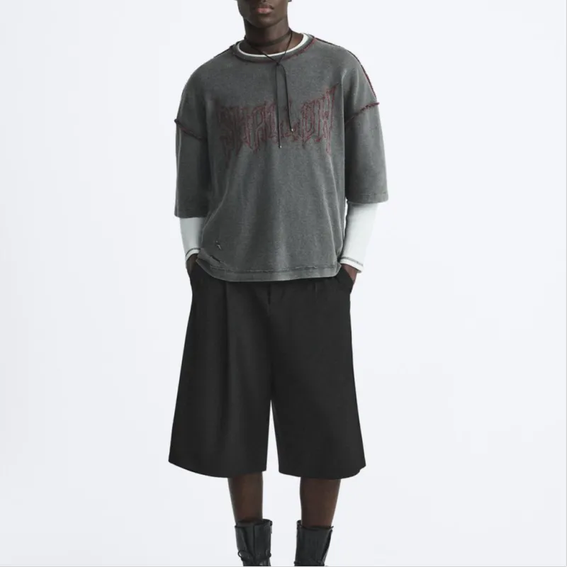 ZARA T Shirts Men Gray-2