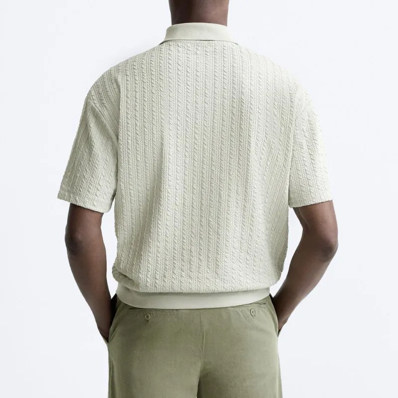 ZARA Polo Shirts Men Green-3
