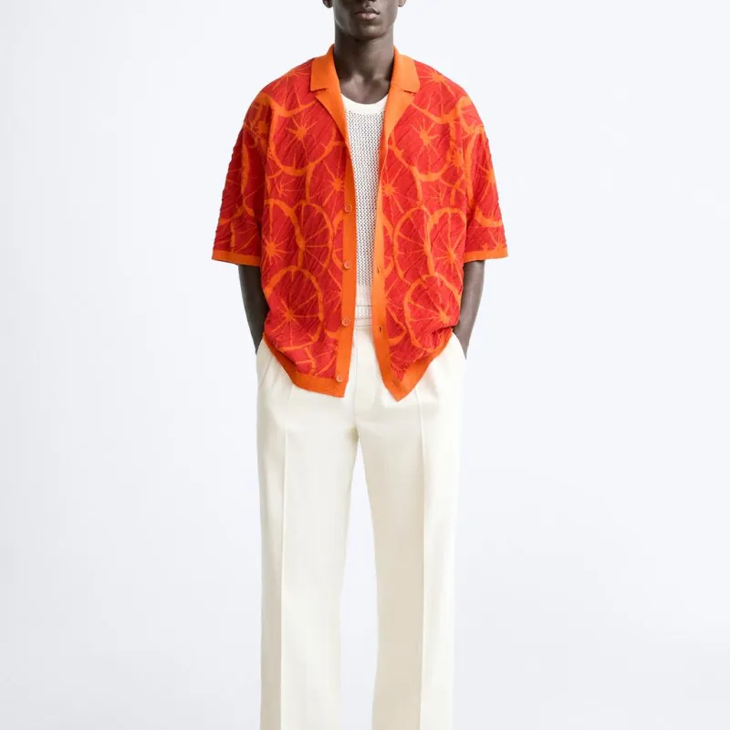 ZARA Shirts Men Orange-3
