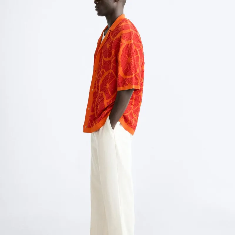 ZARA Shirts Men Orange-4