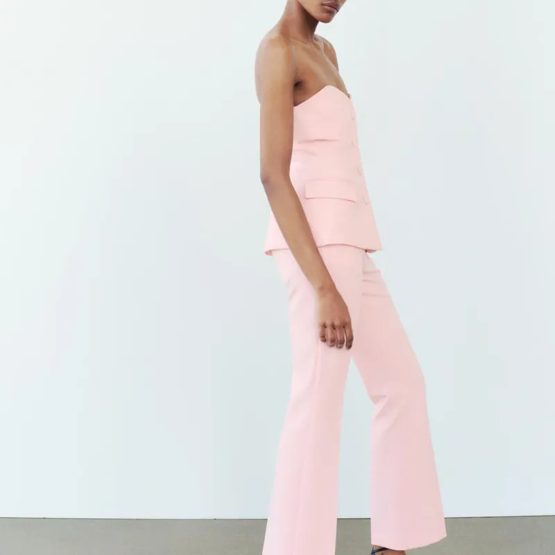 ZARA Strapless Top Women's Pink-3