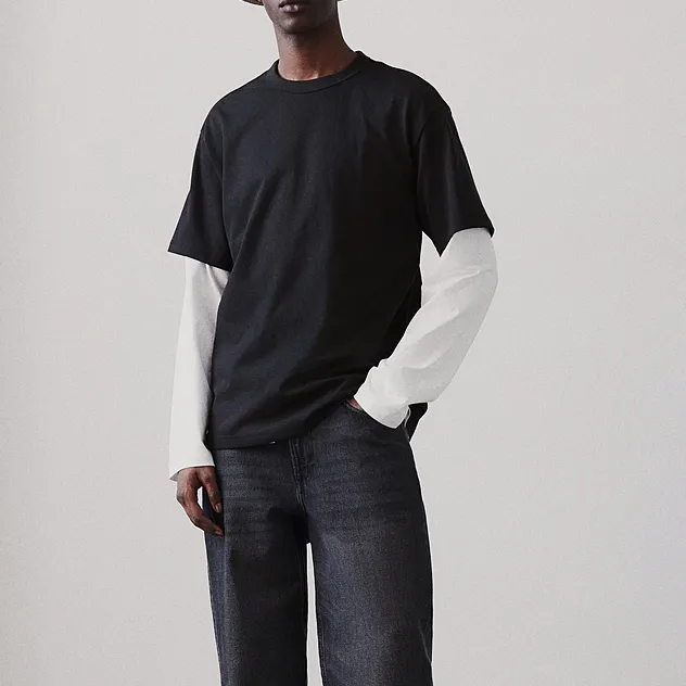 H&M T Shirts Men Black-1