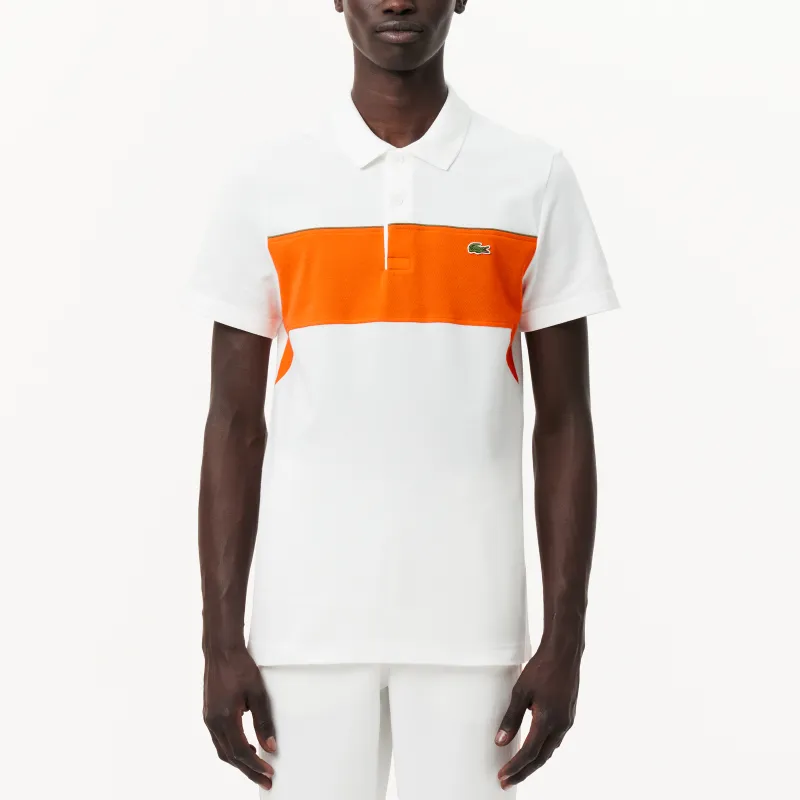 LACOSTE Polo Shirt Men's White Orange-1