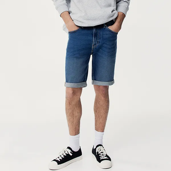H&M Denim Shorts Men's Denim Blue-1