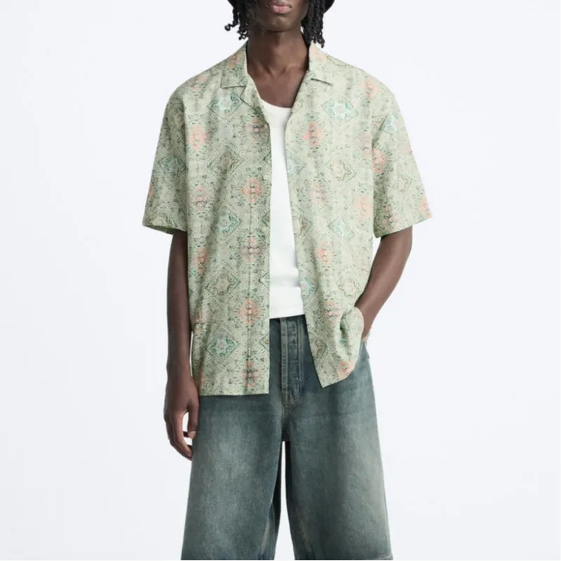 ZARA Shirts Men Green-2
