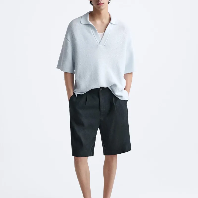 ZARA Polo Shirt Men's Light Blue-2
