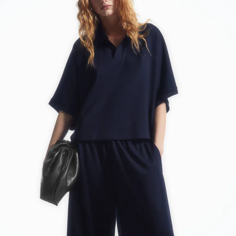 COS Polo Shirt Women's Deep Navy Blue-1
