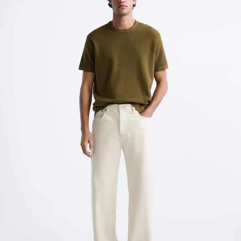 ZARA T-Shirts Men Olive Green-3