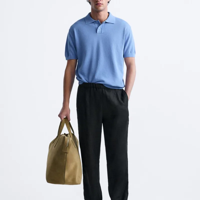 ZARA Polo Shirt Men's Dark Blue-2