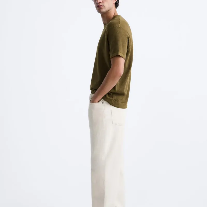 ZARA T-Shirts Men Olive Green-2
