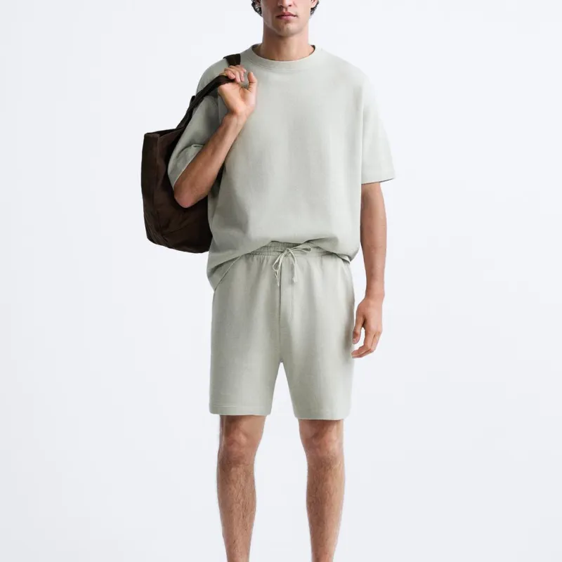 ZARA T-Shirts Men Light Blue-4