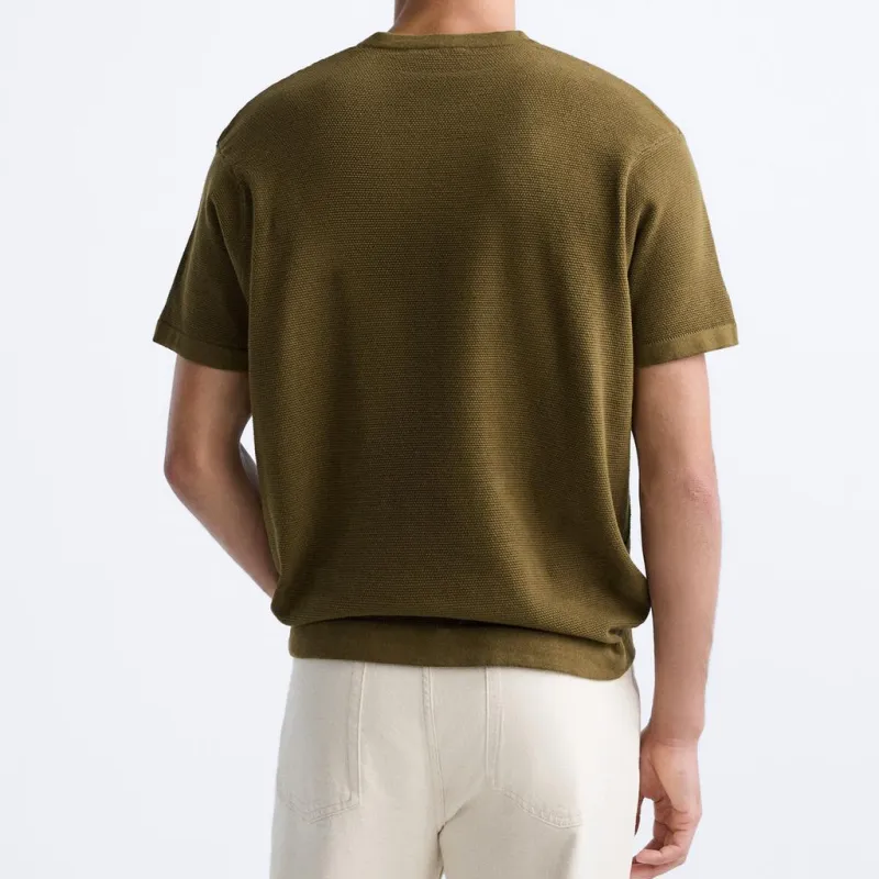 ZARA T-Shirts Men Olive Green-4