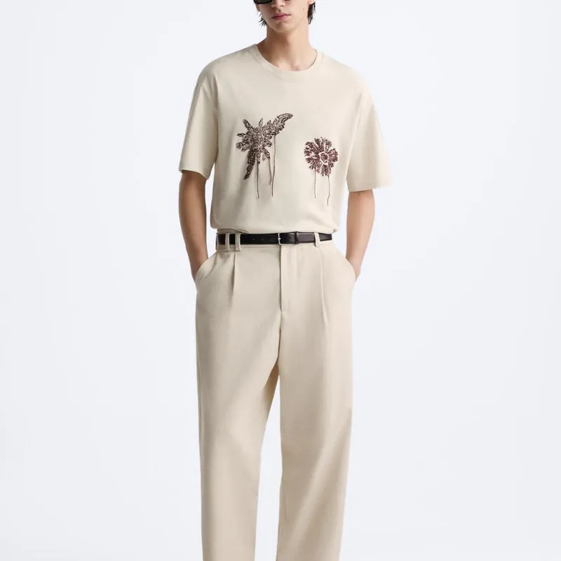 ZARA T Shirts Men Tan-2