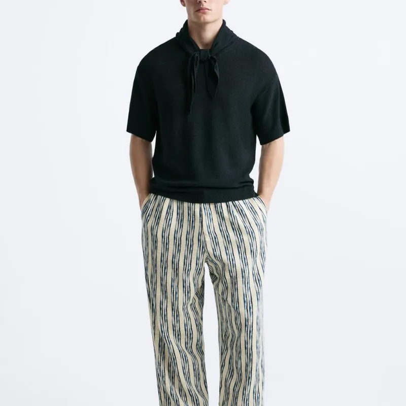 ZARA T Shirts Men Sea Blue-2