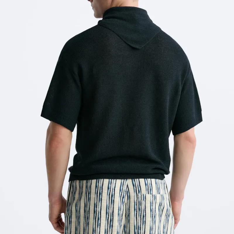ZARA T Shirts Men Sea Blue-3