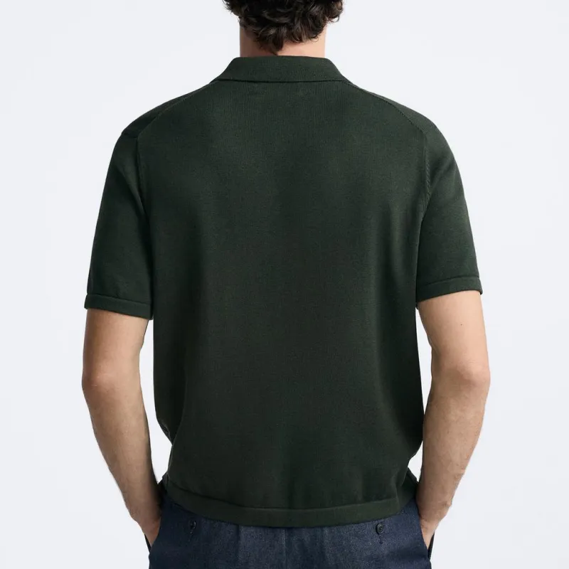 ZARA Polo Shirt Men's Dark Green-3