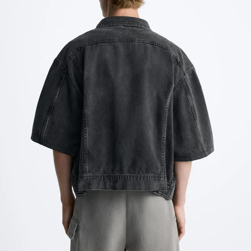 ZARA Denim Jackets Men Black-2