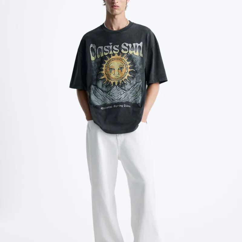 ZARA T Shirt Men's Deep Anthracite-2