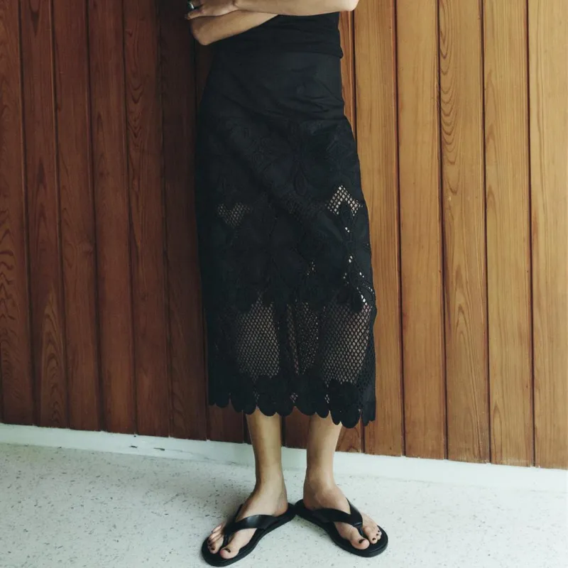 ZARA ZW Series Casual Long Skirts Women's Black-2
