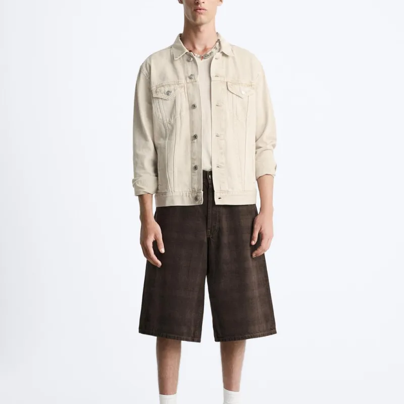 ZARA Denim Jackets Men Beige-2