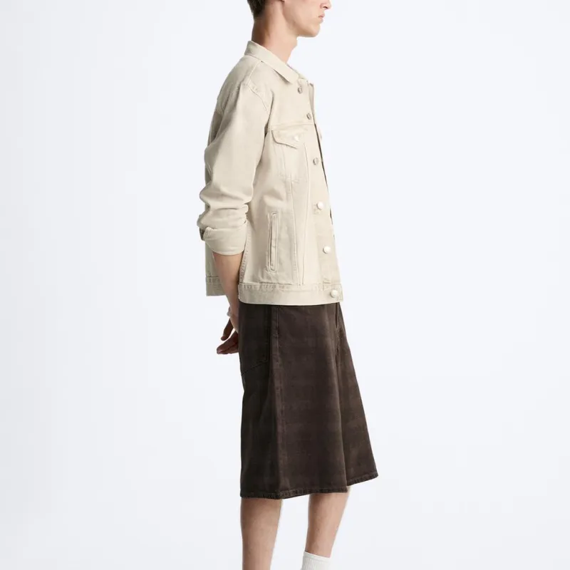 ZARA Denim Jackets Men Beige-4