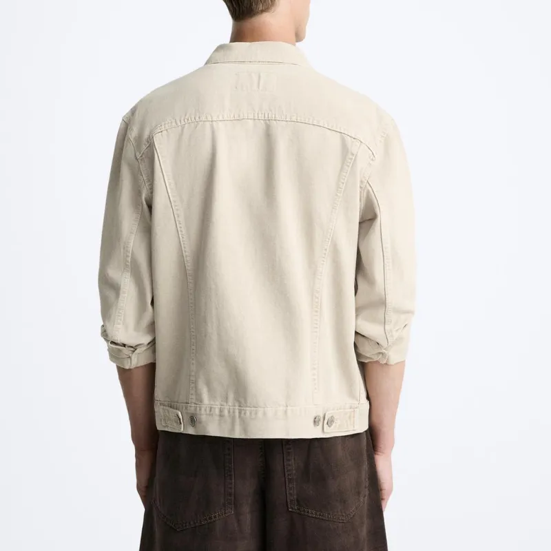 ZARA Denim Jackets Men Beige-3