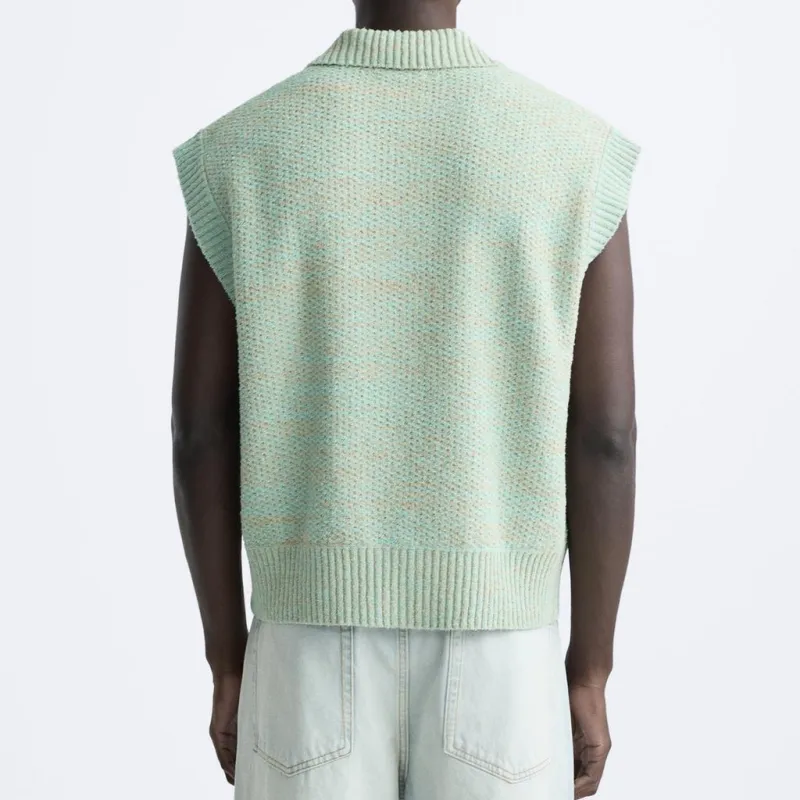 ZARA Tank Tops Men's Light Blue Green-3