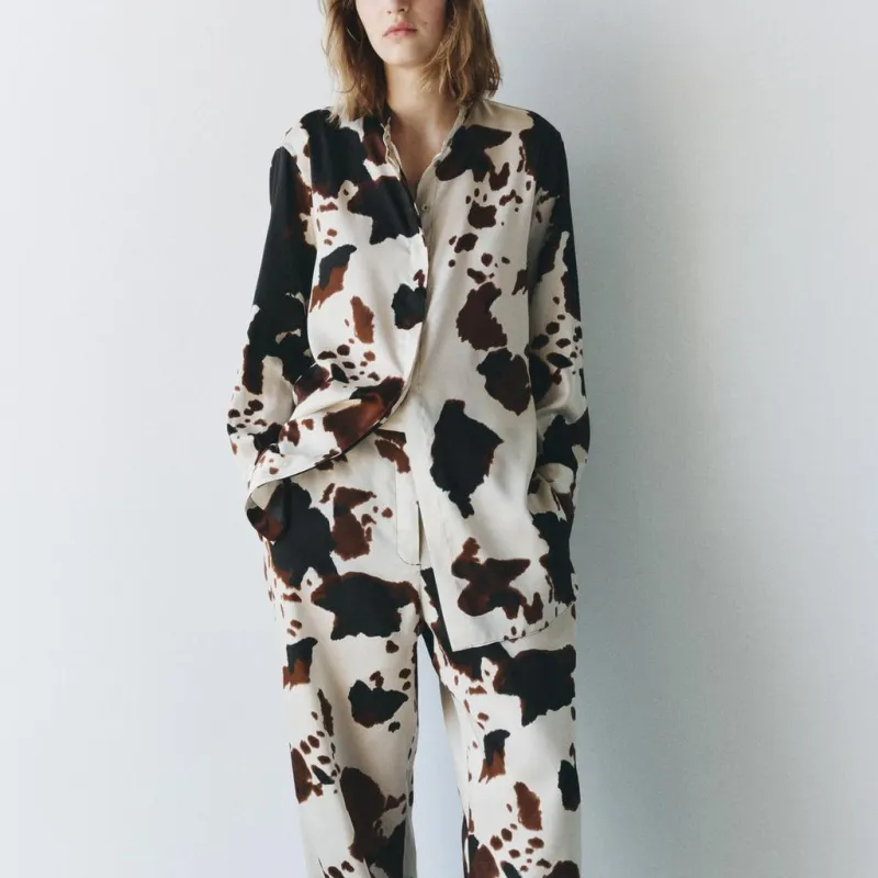 ZARA ZW Series Shirt Women's Brown-2