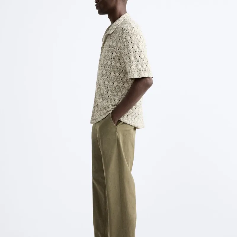 ZARA Shirts Men Nude/Green-4