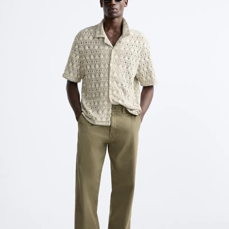 ZARA Shirts Men Nude/Green-2