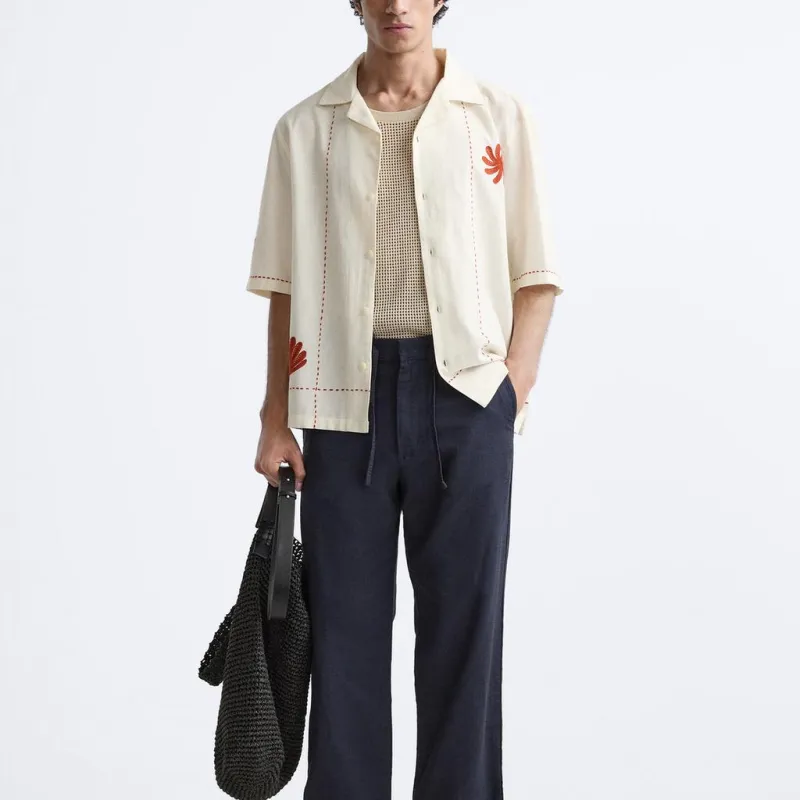 ZARA Shirts Men Brick Red-2