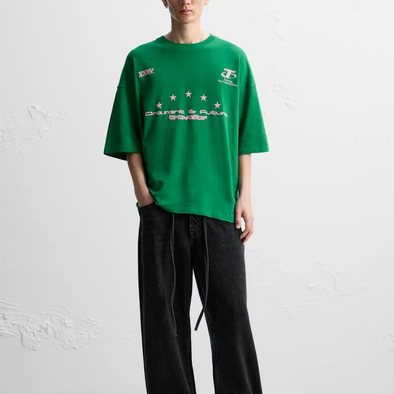 ZARA T-Shirts Men Dark Green-3
