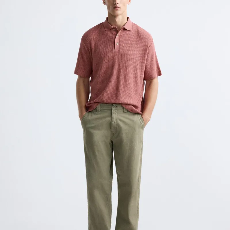 ZARA Polo Shirt Men's Strawberry-2