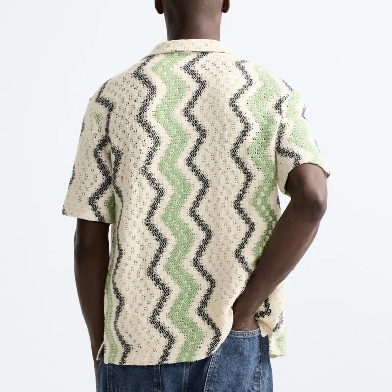 ZARA Shirts Men White/Green-3
