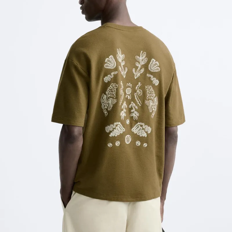ZARA T Shirts Men Olive Green-3
