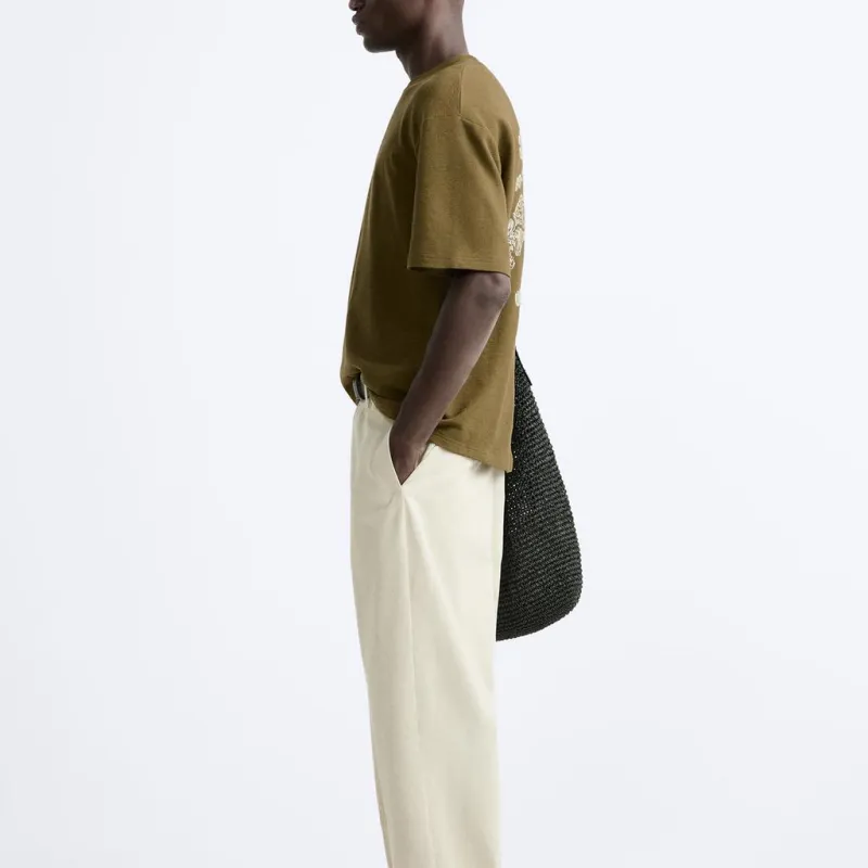 ZARA T Shirts Men Olive Green-4
