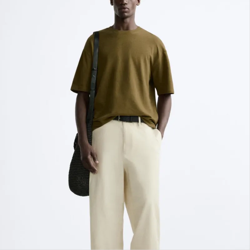 ZARA T Shirts Men Olive Green-2